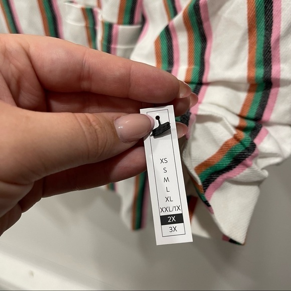 Halogen Colorful Stripe Ruched Sleeve Cotton Blend Blazer 2X One Button - Picture 6 of 12